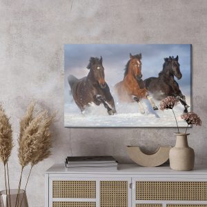 Peinture sur toile Chevaux Au Galop En Hiver – Image 3
