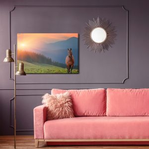 Peinture sur toile Cheval Sur Fond De Coucher De Soleil – Image 4