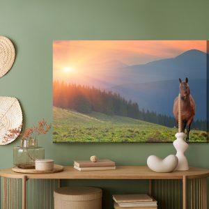 Peinture sur toile Cheval Sur Fond De Coucher De Soleil – Image 5