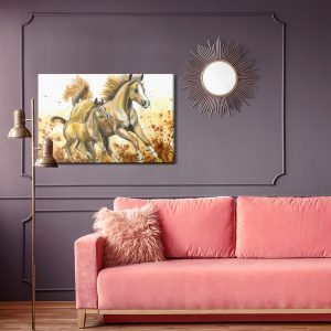 Peinture sur toile Chevaux Au Galop Peints À L'aquarelle – Image 4