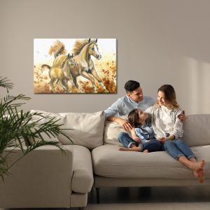 Peinture sur toile Chevaux Au Galop Peints À L'aquarelle – Image 7