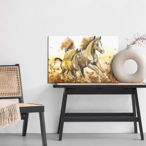 Peinture sur toile Chevaux Au Galop Peints À L'aquarelle – Image 6