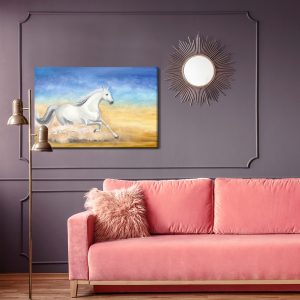 Peinture sur toile Un Cheval Galopant Dans Le Désert – Image 4
