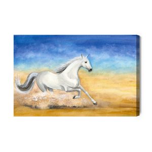 Peinture sur toile Un Cheval Galopant Dans Le Désert – Image 2