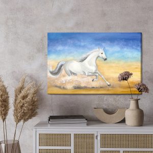 Peinture sur toile Un Cheval Galopant Dans Le Désert – Image 3