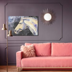 Peinture sur toile Un Cheval Léger Sur Fond Sombre – Image 4