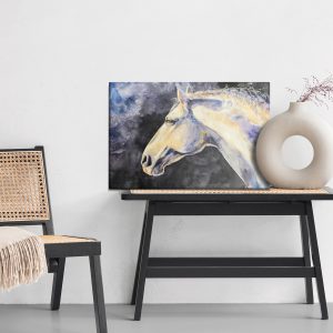 Peinture sur toile Un Cheval Léger Sur Fond Sombre – Image 6