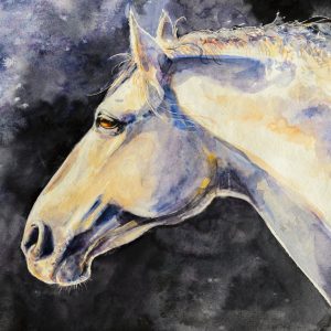 Peinture sur toile Un Cheval Léger Sur Fond Sombre – Image 1