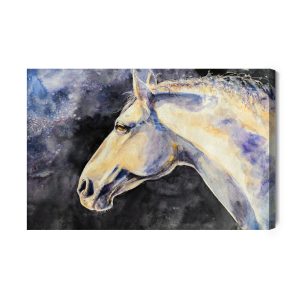 Peinture sur toile Un Cheval Léger Sur Fond Sombre – Image 2