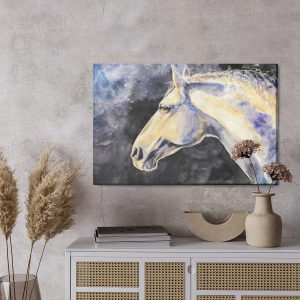 Peinture sur toile Un Cheval Léger Sur Fond Sombre – Image 3