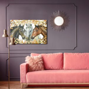 Peinture sur toile Chevaux Dans Les Feuilles D'automne – Image 4
