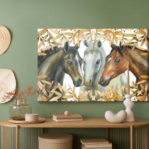 Peinture sur toile Chevaux Dans Les Feuilles D'automne – Image 5