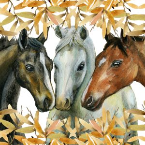 Peinture sur toile Chevaux Dans Les Feuilles D'automne – Image 1