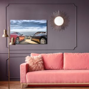 Peinture sur toile Voitures De Luxe Devant La Campagne – Image 4