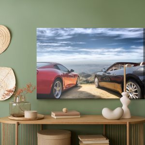 Peinture sur toile Voitures De Luxe Devant La Campagne – Image 5