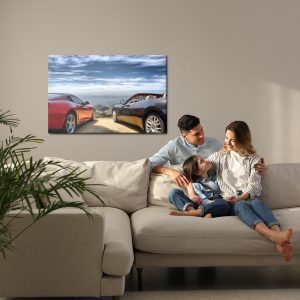 Peinture sur toile Voitures De Luxe Devant La Campagne – Image 7