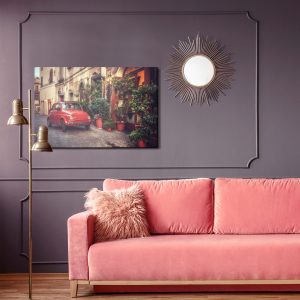 Peinture sur toile Voiture Rouge Dans Un Style Vintage – Image 4