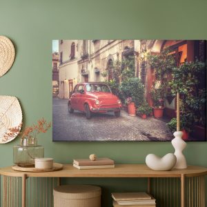 Peinture sur toile Voiture Rouge Dans Un Style Vintage – Image 5
