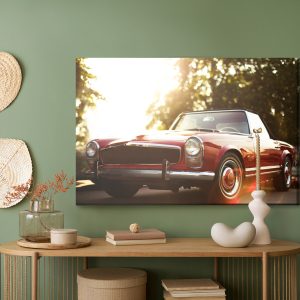 Peinture sur toile Voiture Rétro Rouge – Image 5
