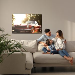 Peinture sur toile Voiture Rétro Rouge – Image 7