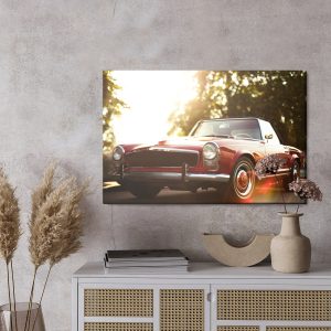 Peinture sur toile Voiture Rétro Rouge – Image 3
