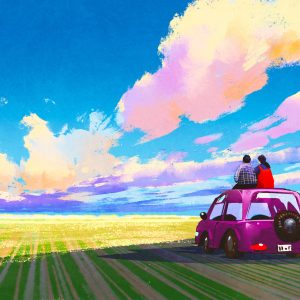 Peinture sur toile La Voiture Et Le Paysage Abstrait – Image 1