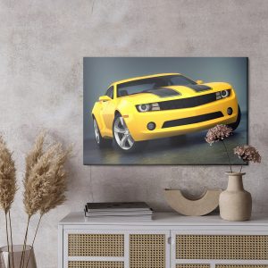 Peinture sur toile Voiture De Sport Jaune – Image 3