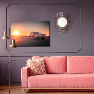 Peinture sur toile Voiture Rétro Et Coucher De Soleil – Image 4