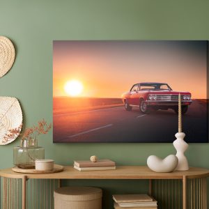 Peinture sur toile Voiture Rétro Et Coucher De Soleil – Image 5