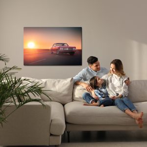 Peinture sur toile Voiture Rétro Et Coucher De Soleil – Image 7