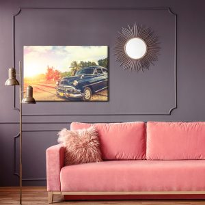 Peinture sur toile Voiture Noire Dans Un Style Rétro – Image 4