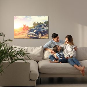Peinture sur toile Voiture Noire Dans Un Style Rétro – Image 7