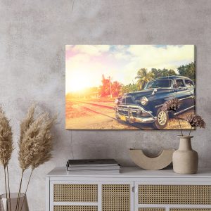 Peinture sur toile Voiture Noire Dans Un Style Rétro – Image 3