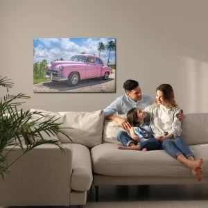 Peinture sur toile Voiture Vintage Rose – Image 7