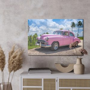 Peinture sur toile Voiture Vintage Rose – Image 3