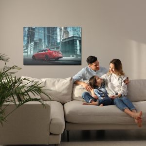 Peinture sur toile Voiture Rouge Dans La Ville – Image 7