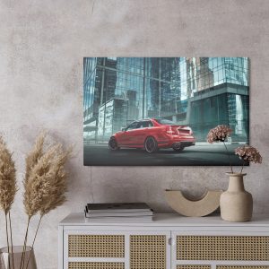 Peinture sur toile Voiture Rouge Dans La Ville – Image 3
