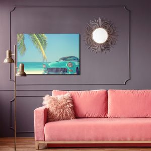 Peinture sur toile Voiture Rétro Sur Une Plage Tropicale – Image 4
