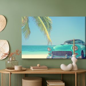 Peinture sur toile Voiture Rétro Sur Une Plage Tropicale – Image 5