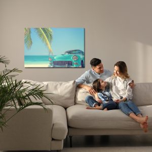 Peinture sur toile Voiture Rétro Sur Une Plage Tropicale – Image 7