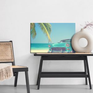 Peinture sur toile Voiture Rétro Sur Une Plage Tropicale – Image 6