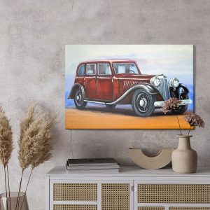 Peinture sur toile Voiture Vintage Rouge – Image 3