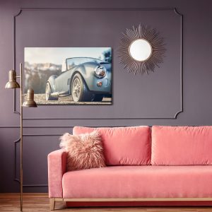 Peinture sur toile Voiture Classique Sur Fond De Montagnes – Image 4