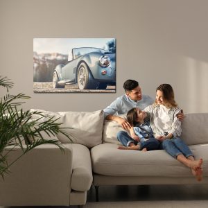Peinture sur toile Voiture Classique Sur Fond De Montagnes – Image 7