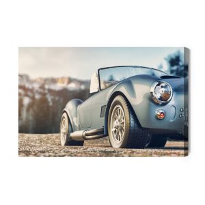 Peinture sur toile Voiture Classique Sur Fond De Montagnes – Image 2