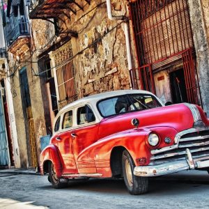 Peinture sur toile Voiture Rétro Et Architecture – Image 1