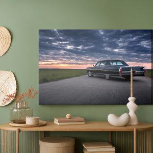 Peinture sur toile Voiture Et Nuages ​​Au Coucher Du Soleil – Image 5