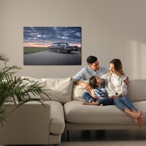 Peinture sur toile Voiture Et Nuages ​​Au Coucher Du Soleil – Image 7