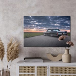 Peinture sur toile Voiture Et Nuages ​​Au Coucher Du Soleil – Image 3
