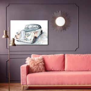 Peinture sur toile Vieille Voiture Peinte À L'aquarelle – Image 4